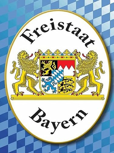 mrdeco Metall Schild 30x40cm gewölbt Freistaat Bayern Wappen Blechschild