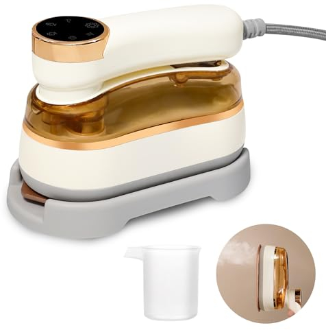HNCY Mini Plancha de vapor, 1200W Plancha de Viaje, Planchas de vapor Manual Portátil, 20 Segundos Calentamiento Giratoria de 180°, Seco y HúMedo Para El Hogar, La Oficina, Los Viajes, Blanco