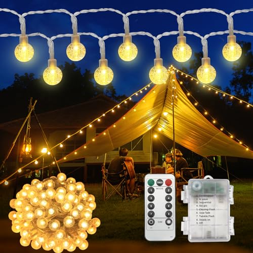 Led Lichterkette Außen Innen, Led Lichterkette mit Batterie Fernbedienung Timer Outdoor aussen Wetterfest 8 Modi IP65 für Balkon Deko Terassen Garten Bäume Weihnachten Hochzeiten Partys 40 LEDs 6,5 m