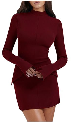 Women Long Sleeve Bodycon Pencil Dress Formal Business Work Dress Hips-Wrapped Sexy Party Gown Cocktail Dresses Elegant Dress Bell Sleeve Bodycon Mini Dress Casaul Round Neck Spring and Summer Dresses