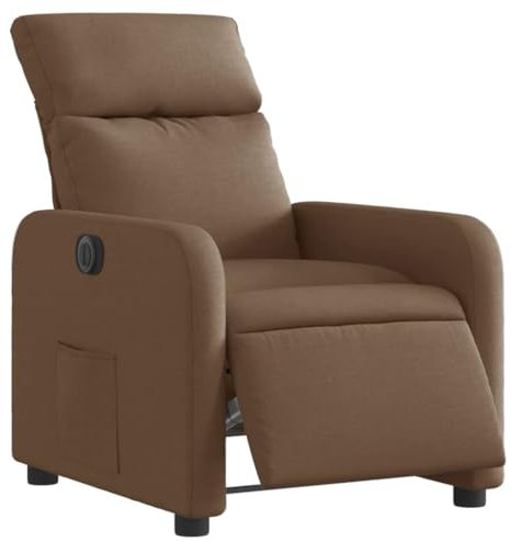 vidaXL Relaxsessel, Sessel mit Liegefunktion Elektrisch, Fernsehsessel Liegesessel für Wohnzimmer, Ruhesessel Polstersessel, Braun Stoff