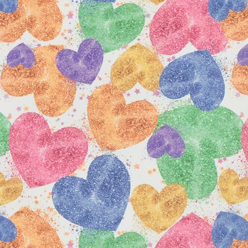 Geschenkpapier mit Herzen Motiv 70cm x 2m Rolle - Geschenk Papier für Geburtstag Hochzeit - Herzmuster Geschenkpapierrolle - Farbiges Packpapier & Verpackungspapier - Bunt