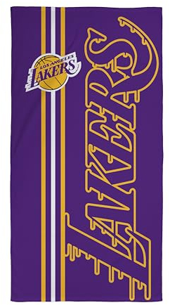 Character World NBA Offizielles Handtuch, super weiches Gefühl, Los Angeles Lakers Basketball Team, lila und gelbes Design, perfekt für Zuhause, Bad, Strand und Schwimmbad, Einheitsgröße, 75 cm x 150