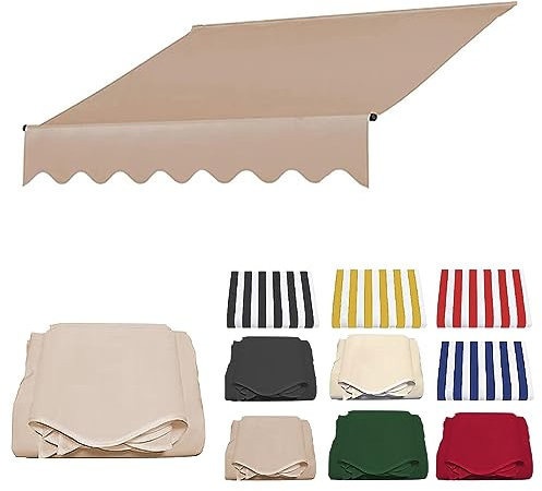 LJFDXD Einziehbarer Markisentuch Ersatz, wasserdichter Schatten, Langlebiger Außen-Sonnenschutz Überdachungsstoff, UV Schutz, für Fenster, Tür, Terrasse, Balkon, Hof (Color : Beige, Size : 2M/78.7IN