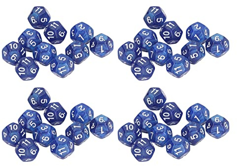 12-seitige Würfel für den Unterricht, 40 Stück, polyedrische Würfel, klare Zahlen, wasserdicht, verhindert Oxidation, 12-seitiges Würfel-Set für Spielunterricht (blau)