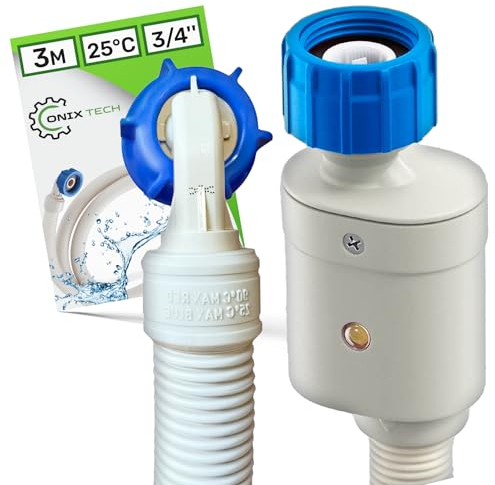 Aquastop Schlauch Waschmaschine und Spülmaschine 3m Sicherheitsventilen Ø 3/4 zoll Druckbereich 0,2-10 Bar Bis zu 90°C - Garantie 5 Jahre - MADE IN EU - ONIX TECH