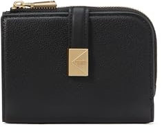 kate spade new york Damen Deco Pebbled Leather Small Compact Wallet Geldbörse, Schwarz