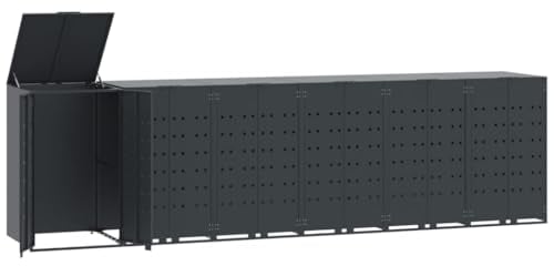 vidaXL Mülltonnenbox für 6 Tonnen Anthrazit 414x79x117 cm Stahl, Box Mülltonnen, Garten Mülltonnenbox, Verkleidung Mülltonnen, Outdoor Mülltonnenbox
