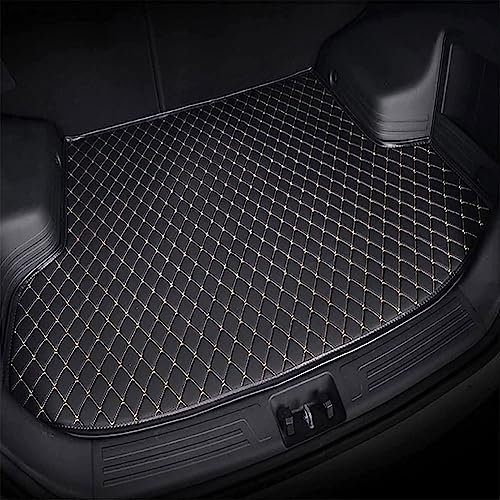 JINGXINXUE Auto Leder Kofferraummatte für BMW X1 F48 2015-2023, Kofferraum Schutzmatte Wasserdicht Kofferraumwanne Kratzfest Teppich Matten ZubehöR,D/Black~beige