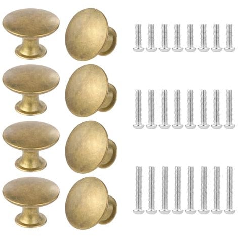 8er-Pack Messing Tür Knopf Runde Messingknöpfe für Küchenschränke in Antikmessing, Küchenkommodenknöpfe, Schubladenknöpfe, Griffe, runde Schranktürknöpfe, Schubladengriffe, Schrankbeschläge