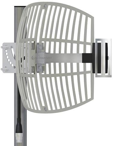 Antenne WiFi Externe 2,4 GHz, Gain 17 dBi - Réception Longue Distance jusqu'à 10 km, résistante aux intempéries, avec câble à Faible Perte de 10 m, Compatible SMA et RP-SMA