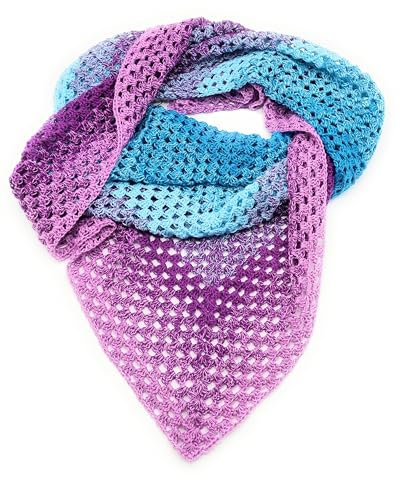 Gehäkeltes Dreieckstuch in petrol/bordeaux (30)