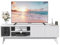TOTEBOX 150CM TV Stand with Storage, TV Unit Entertainment Center for Living Room for 35 to 60 inch TVs, w/ 2 Doors, 3 Open Compartments, Sturdy Wood Legs (White)