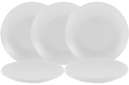 Piatti da dessert in ceramica bianca opaca, set da 6 pezzi, piatti da dessert in ceramica, diametro 21 cm, piatti piani, antipasti, 6 persone, lavabili in lavastoviglie