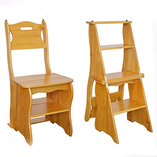 Escabeaux, escabeau en Bois, escabeau, Double Usage, Multifonction, Pliable, avec 4 marches, pour la Maison, la Cuisine, l'intérieur et Le Bureau, A, B (B)