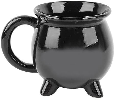 Gsycle Ceramic Witches Cauldron Mug, 300ml Easy to Clean Ghost Mug Large Coffee Cup with Oversized Handle for Halloween Decor Tabletop