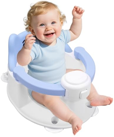 Badewannensitz Baby ab 6 Monate, Baby Badesitz mit 4 Saugnäpfen,Bath Seat für Dusche Oder Badewanne, Bad Dusche Geschenke für Kleinkinder und Neugeborene (Blau)