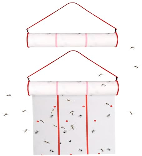 2pcs 13.12ft klebrige Fliegenbandrolle Innenhänge im Freien horizontale oder vertikale Fliegenfalle für Gewächshaus Stallgarten Effektive Fangstädter Kontrolle