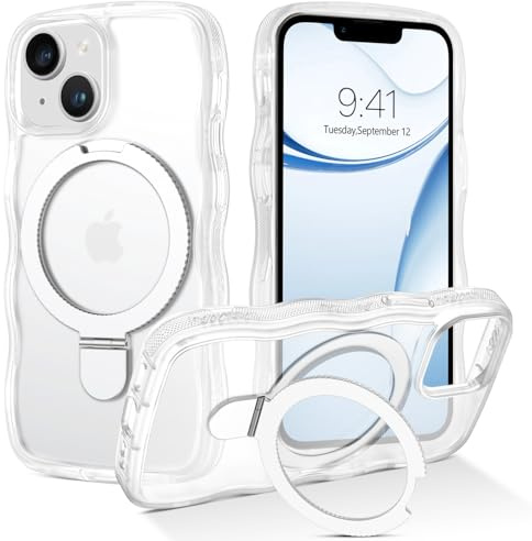 Telaso Magnetic Stand for iPhone 13 Mini Case, Translucent Matte Mobile Phone Case for iPhone 13 Mini Case, Compatible with MagSafe, Protective Cover Shockproof and Drop-Proof, White