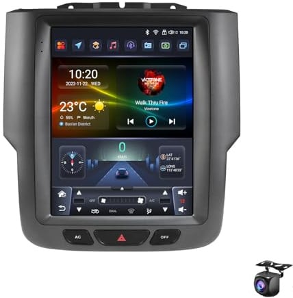 Android 14 Autoradio für Do-dge RAM 1500 2500 3500 2013–2018, 9,7 Zoll IPS-Touchscreen kabelloses CarPlay/Android Auto Bluetooth WiFi GPS Navigation Rückfahrkamera(Color:8 CORE 4+64G)