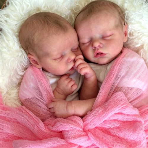 Anano Reborn Baby Dolls Twins Full Body-18 in Realistic Baby Doll Twins Girl, Full Body Reborn Dolls, Lifelike Newborn Babies Real Life Babys Doll Washable Toy For Girls