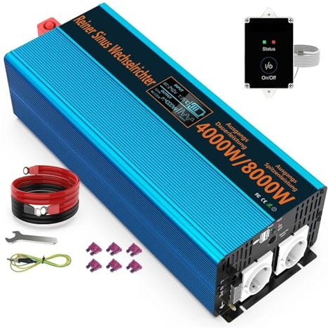 Transformateur Onduleur Solaire À Onde Sinusoïdale 24 V 230 V 8000 W 50 Hz CC vers CC pour Chargeur Affichage LED Chargeur USB Double Prise