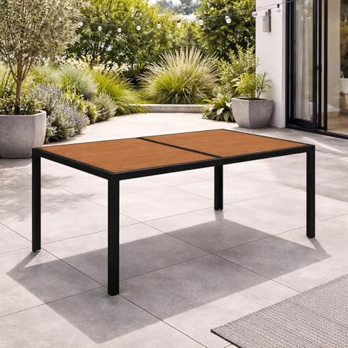 Mojawo Edler Gartentisch Esstisch Outdoor Tisch Holzoptik Gartenmöbel 150x80 cm PSPC 2-teilig