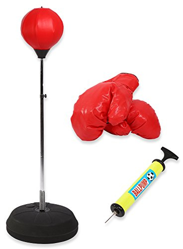 Ausla Standboxsack, Boxball für Teenager und Erwachsene, Höhenverstellbar von 120 Bis 150 cm, mit Boxhandschuhen für Schnelligkeitstraining und Fitness