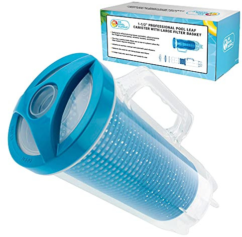 U.S. Pool Supply Recipiente Profesional en línea para Hojas de Piscina con Cesta Grande de Malla de plástico y Bolsa de Malla, se Adapta a Secciones de Manguera de aspiradora de 1-1/2 Pulgadas,