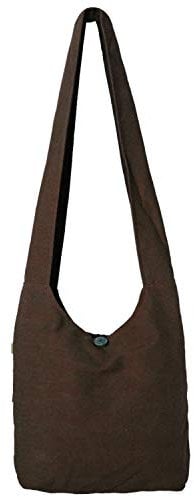 Vishes - Damen Herren Umhängetasche Stoff Schulterbeutel Schultertasche Baumwolle braun