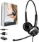 GEQUDIO [3in1 Business Headset mit USB-A, USB-C und 3,5mm Klinke kompatibel mit PC, Mac und Smartphone - Kopfhörer & Mikrofon Ersatz Polster - besonders leicht 80g (2-Ohr)