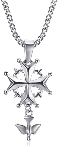 BOBIJOO JEWELRY - Pendentif Collier Femme Enfant Croix Huguenote Protestant Acier 316L Argenté Chaîne