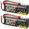 POVWAY RC Akku 2s Lipo 5200mAh 7,4V 50C RC LiPo Batterie Hardcase mit T-Stecker RC Auto Boot LKW LKW Buggy Boot Hobby 2packs