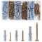 249 Pcs Assorted Chipboard Screws Nails and Wall Plugs Assortment, Fish Type Wall Plug Plasterboard Fixings, Countersunk Chipboard, Wood Screws Anchors, M3.5/M4/M5/M6/M8