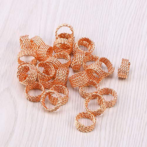 Uonlytech 30pcs Dreadlocks Metal Hair Cuffs Rose Gold Braiding Beads Anti Hair Accessory for Women Girls Easy to Bend Style for Dreadlocks Braids