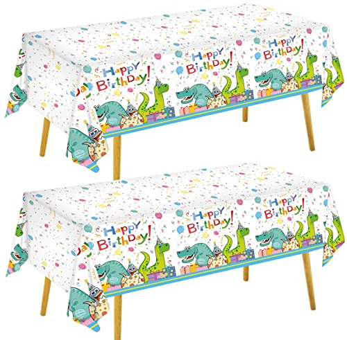 2Pack Dinosaur Tablecover Party Table Cloth,130*220CM Dinosaur Printed Happy Birthday Party Tablecloth Rectangular Wipe Clean Plastic Table Covers for Kids,Boys,Dinosaur Theme Birthday Party Supplies