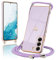 Micoden Handykette kompatibel mit Samsung Galaxy S22 5G hülle Ultra dünn Kameraschutz Herz Love Design Galvanik TPU Silikon Bumper Kordel zum Umhängen Handyhülle mit Band Schutzhülle,Lila