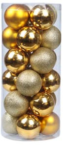 24 palline decorative per albero di Natale, palline per albero di Natale, decorazioni per feste di compleanno, matrimoni, colore oro