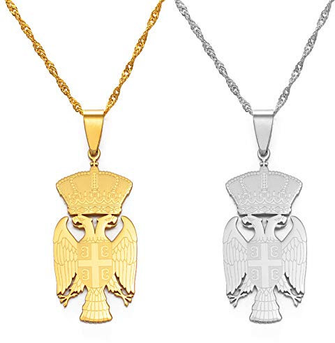 YZyizhen Halskette Mit Adler-Anhänger – Serbien, Landsymbol, Dünne Kette, Patriotischer, Zierlicher Schmuck, Ethnischer Stil, Hip-Hop, Damen Herren Mädchen, Unisex-Geschenke, 2 Stück, Einheitsgröße