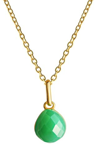 Jamelli Damen Halskette 925/- Sterling Silber 42+3cm Glänzend Chrysopras gelb 1,44ct. 300240073V