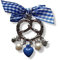 Brosche Anstecknadel Pin Oktoberfest Wiesn Brezel Schleife Perle Strass Herz Blau