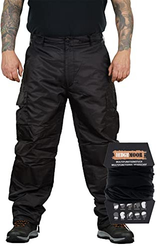 Herren Regenhose Thermohose Schneehose Outdoor Hose inkl. MF Tuch, Schwarz, Größe L