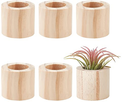 AHANDMAKER 6 soportes para plantas aéreas, soporte para plantación de aire de madera, contenedor rústico para plantas aéreas, macetas de aire para presentación de pequeñas plantas de aire, decoración