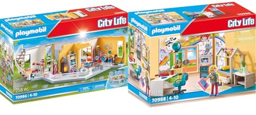PLAYMOBIL City Life 70986 Etagenerweiterung Wohnhaus, Mit Lichteffekt, Spielzeug für Kinder ab 4 Jahren & City Life 70281 Abenteuerspielplatz mit Kletterwand, Reifenschaukel und Rutsche, Ab 4 Jahre