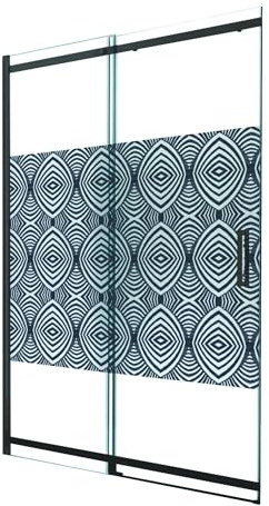 ONDÉE - Porta doccia UIMI - Facciata scorrevole 120x210cm - Spessore - Installazione reversibile - Sistema di guida silenzioso - Profilo in alluminio cromato - Vetro temperato serigrafato nero opaco