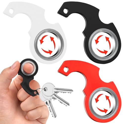 3 Pieces Finger Spinner Porte-CléS Anneau Jouet,Hand Spinner Fidget Toys, Fidget Spinner Keychain, Portable Stress Enfants Et Adultes