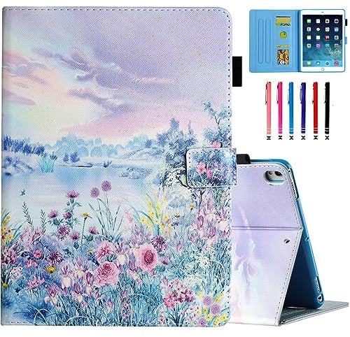 MOKASE für 10.2 Zoll iPad 9. Generation 2021 Hülle, iPad 8./7. Generation 2020 2019 Hülle, Kunstleder Ständer Decken mit Automayic Schlaf/Aufwach & Stifthalter für iPad 10.2 Zoll, Purple Scenery