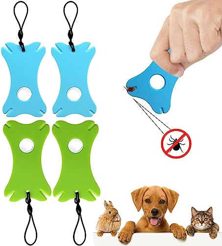 SHUBEIEUMI 4 Pezzi Scheda di Rimozione Tick con Lente d'Ingrandimento, Rimuovi Rapidamente e Delicatamente Le Zecche da Animali Domestici, Cani, Gatti o Persone, Tick Remover Tool(Blu, Verde)