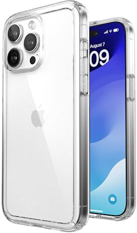 Speck Klare iPhone 15 Pro Max Hülle, schlank, Fallschutz, Kratzfest, vergilbungsfrei, 17,0 cm (6,7 Zoll), GemShell Clear