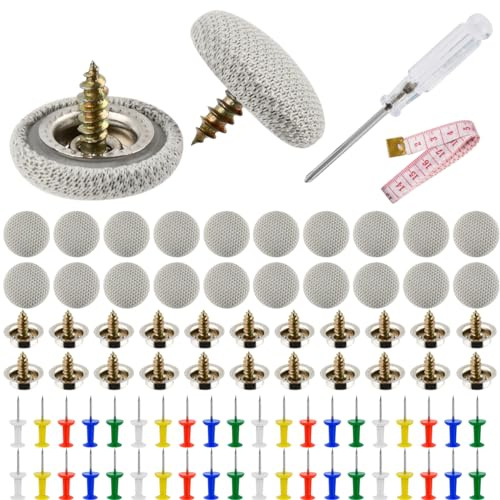 BATINO 90 Stück Dachhimmel Reparatur Set, Autohimmel Reparatur Set, KFZ Reparatur Nieten, Auto Dachhimmel Reparatur Knopf, Auto Dach Nieten, mit Stecknadeln Schraubendreher Maßband für Alle Autos